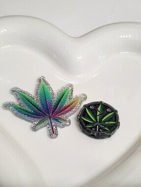 Happy Leaf Flatback Focal‎ Bead Badge Keychain Crafts Plants Plant Life Flats